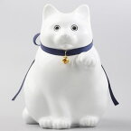 招き猫 おしゃれ かわいい 高級 日本製 へそくりの招き猫 ( 弍号白丸 ) 白磁 【 KataKoto / カタコト 】 Manekineko Bank First Model Black 猫 雑貨 陶器 貯金箱 ホワイト 佐賀 肥前吉田焼 開店 開業 祝い オープン プレゼント / WakuWaku