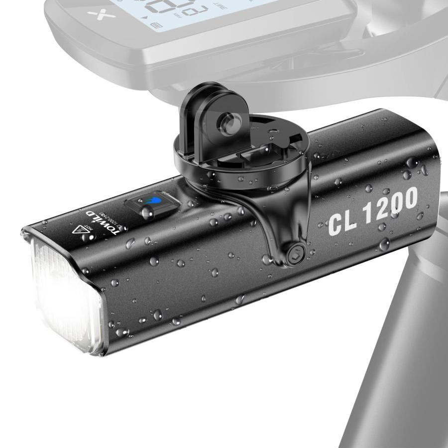 TOWILD 自転車 ライト 後付け usb 充電式 最強 自動 点灯 type-c 大容量4000mAh 黒 CL1200