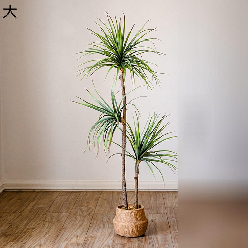 人工植物装飾 枯れない わらのかご付き 大型 フェイクグリーン インテリアグリーン 本物そっくり 棕櫚 竜血樹 ドラセナ リアル