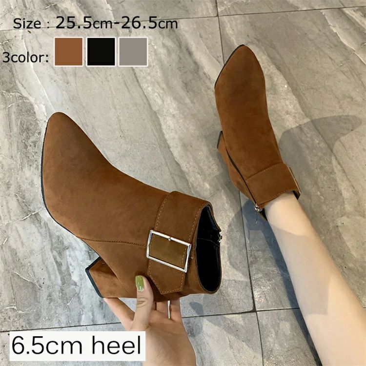 北 サイズ冬 大きい 小さい 軽量 足が痛くならない 歩きやすい 疲れない 美脚 6.5cm 太ヒール ショートブーツ レディース ブーツ