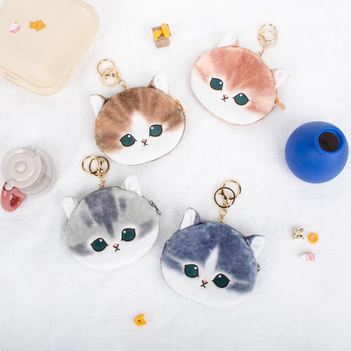 もふさん 猫グッズ 猫雑貨 ねこ ネコ 猫 全4種 バッグチャーム ポーチ キーリング キーホルダー にゃんこ お顔 台湾 モフサンド