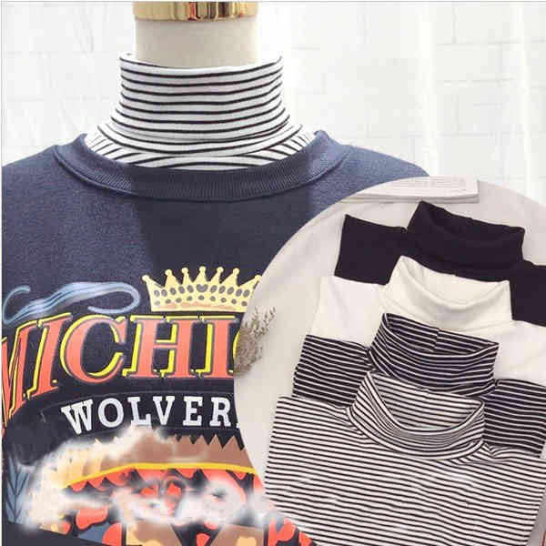 ニットつけ襟 つけえり つけ襟 ボーダー タートルネック付け襟