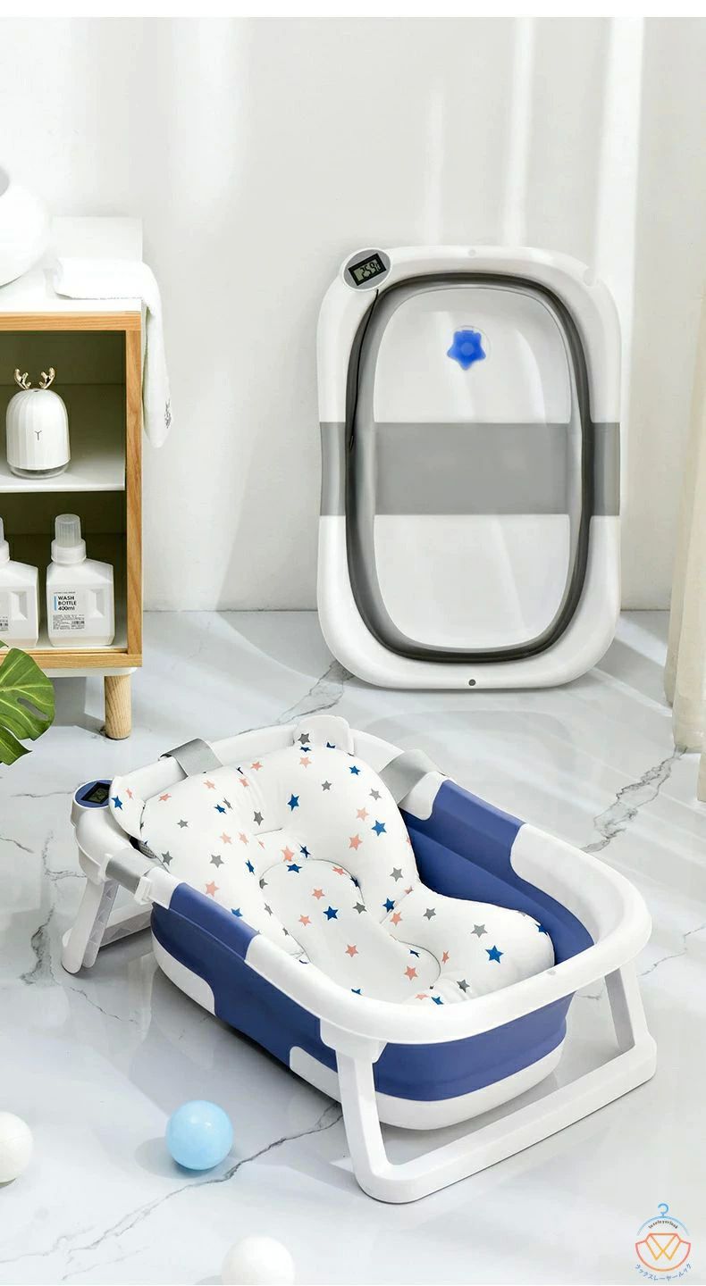 0~6歳ベビー 新生児 シンク 沐浴 バスタブ 浴槽 お風呂 赤ちゃん 簡易収納 バスネットセット付き 滑り..