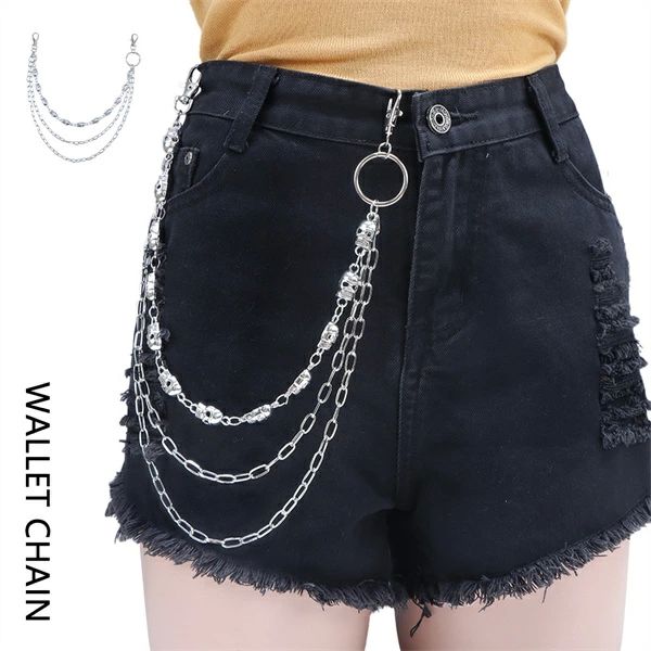 楽天わくわくわく堂送料無料 プレゼント ハロウィン アウトドア ジーパン リベット 在宅ワーク用 コスプレ飾り ホワイトデーのお返し 飾り バイカー 仮装 ロング シルバー メンズ レディース テレワーク ヒップホップ スカル柄