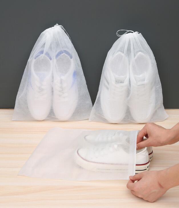 旅行用 防水 防塵袋 シューズサック 無地 収納ポーチ 靴収納袋 靴袋 50枚セット 不織布