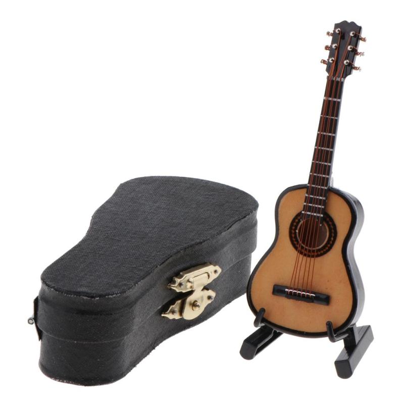 ミニチュアドールハウスのボックス付き1:12スケール木製ギター楽器