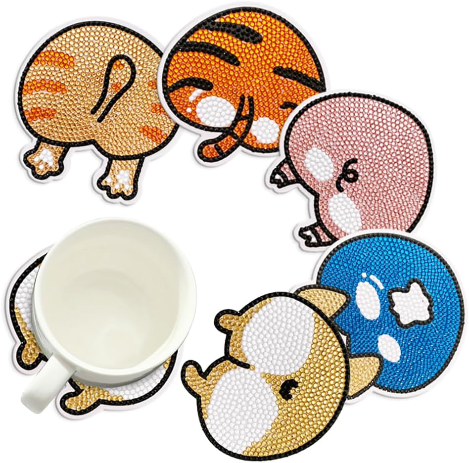 家庭用 滑り止め 断熱 速乾 吸水 カップマット お茶パッド マグ 保護コルク裏面 動物模様 耐熱 おしゃれ コースター