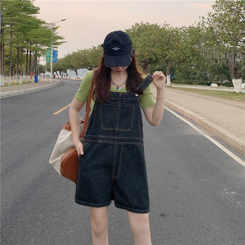 ノ 肩ひも 膝上 ひざ上 ショート丈 ミニ ショートパンツ デニム 送料無料 レディース オールインワン ..