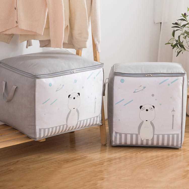 わくわくわく堂のクロ 大容量 羽毛布団 コンパクト 敷布団 横置き 縦置き おしゃれ 衣類収納袋 収納ケース 衣類 2個セット 布団収納ケース 収納袋｜アングル2