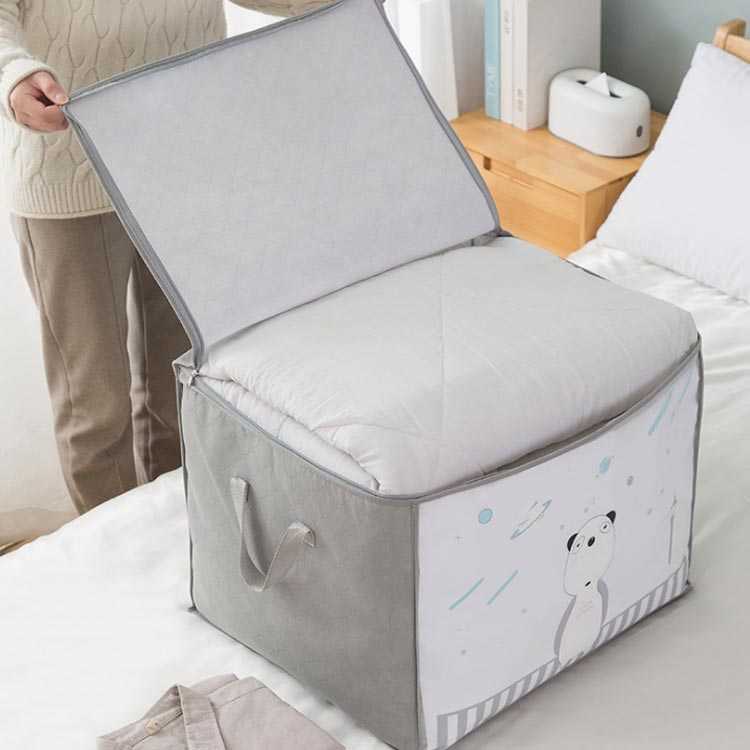 わくわくわく堂のクロ 大容量 羽毛布団 コンパクト 敷布団 横置き 縦置き おしゃれ 衣類収納袋 収納ケース 衣類 2個セット 布団収納ケース 収納袋｜アングル3