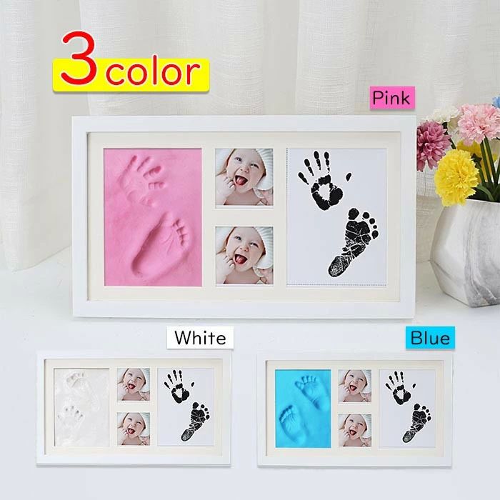 女の 男の子 新生児 安全 インク スタンプ 粘土 足型 手形 手形 写真たて フォトフレーム プリント ベビー ペアヘッド 写真立て