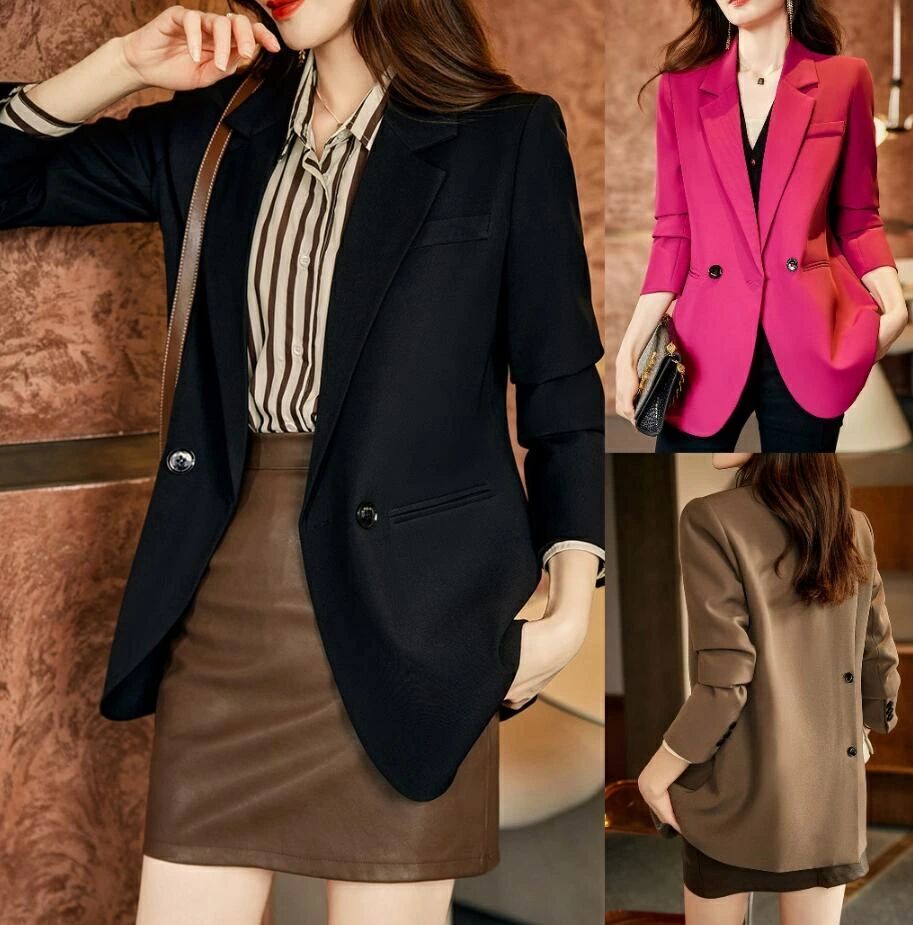 カ シンプル トップス アウター 着痩せ ミディアム丈 コート ブレザー スーツジャケット 長袖 レディース テーラードジャケット