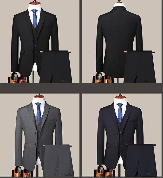 オールシーズ 通年 秋冬 春夏 2ツボタン ビジネススーツ メンズスーツ フォーマルスーツ スーツ 長袖ジャケット＋パンツ＋ベスト