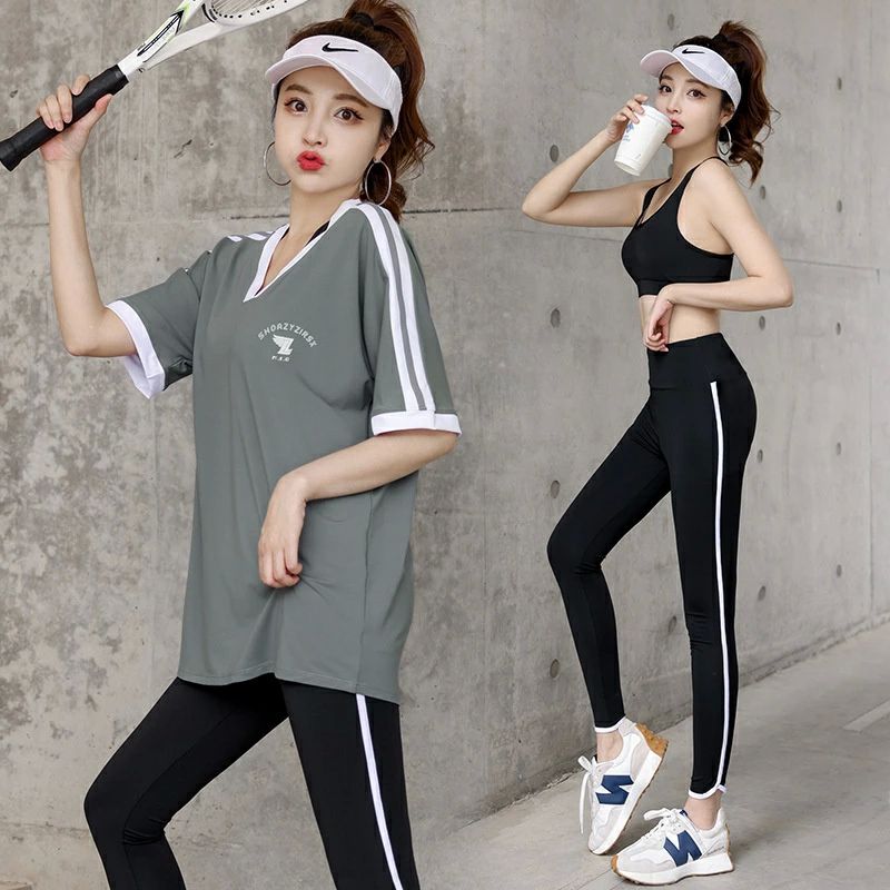 新作 夏 ジムウェア トレーニング フィットネス テニス スポーツ 速乾性 大きいサイズ ウェアセット レ..