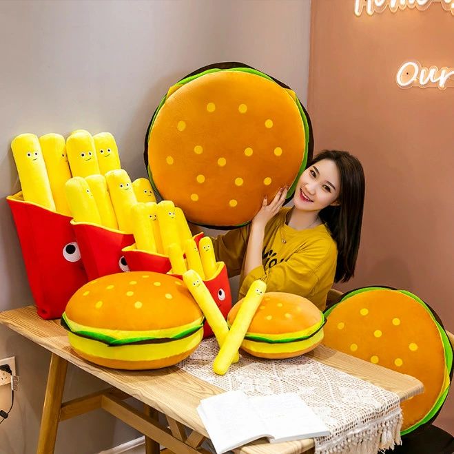 新しいハンバーガー枕クロスボーダー外国貿易フライドポテトぬいぐるみおもちゃ人形子供女の子人形ホールド枕