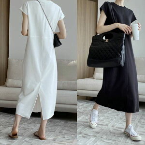 スリ 上品 カットソーワンピ ロング ロング丈 半袖 夏 春 レディース 着痩せ 細見え 体型カバー 無地 シンプル 韓国ワンピ 30代