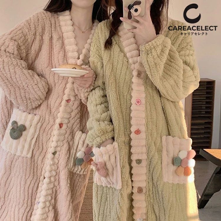 部屋着 暖かい もこもこ ふわふわ 軽い 妻 彼女 女性用 婦人 フリース ロング丈 ワンピース ナイトガウン パジャマ レディース