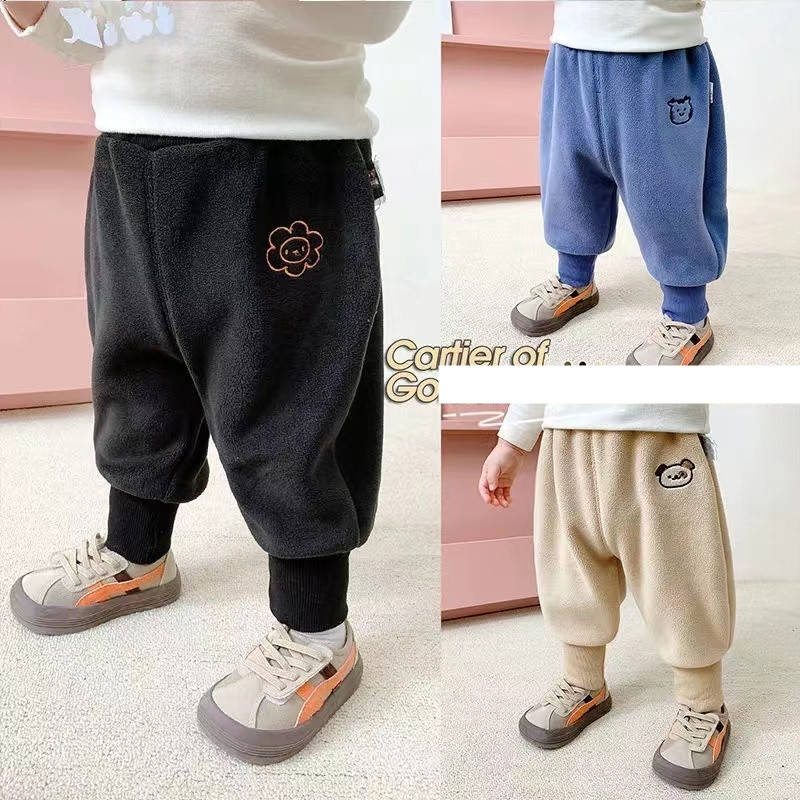 女の子 男の子 綿 股上深め ウエストゴム 秋冬 子供服 裏起毛 保育所パンツ 赤ちゃん パンツ 長ズボン ベビー服 モンキーパンツ