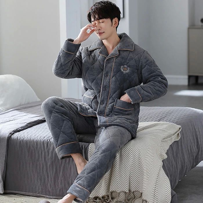 寝間着 部屋着 大人 あったか もこもこ 冬 秋 裏起毛 フランネル 暖かい 前開き 上下セット 長袖 冬用 男性 ルームウェア メンズ