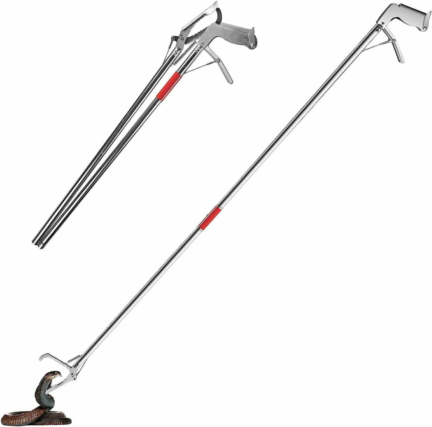 ヘビ 爬虫類 ロック機能 使いやすい 安全 超軽量 ステンレス製 150cm 最長 蛇捕獲棒 スネークキャッチャー 折り畳み