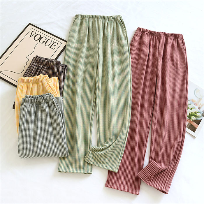 チ ゆったり コットン100% チェック柄 綿 微起毛 パジャマ パンツ ボトムス 長ズボン 春 秋 レディース..