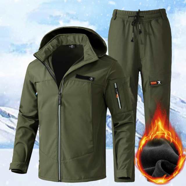 セットアップ ワークパンツ 上下セット 撥水 作業服 登山服 防水 長ズボン 防風 マウンテンジャケット スキーウェア 厚手 メンズ