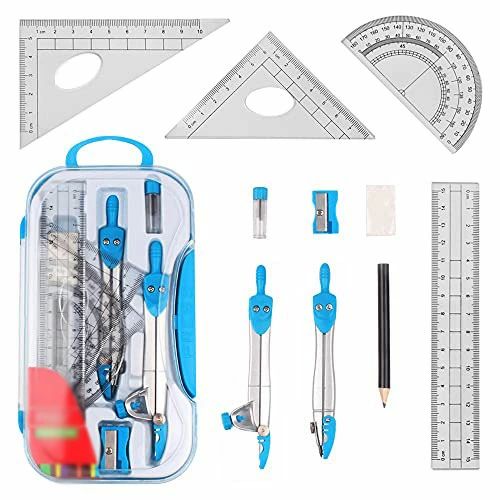 収納ケー 作図ツール 製図 小学生 中学生 文房具 算数 定規セット 消しゴム 鉛筆削り 半円分度器 三角定規 直定規 替え芯 12点入