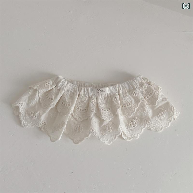 ベビー 女の子 ショートパンツ スカート風 レイヤード風 フリル レース 綿 コット...