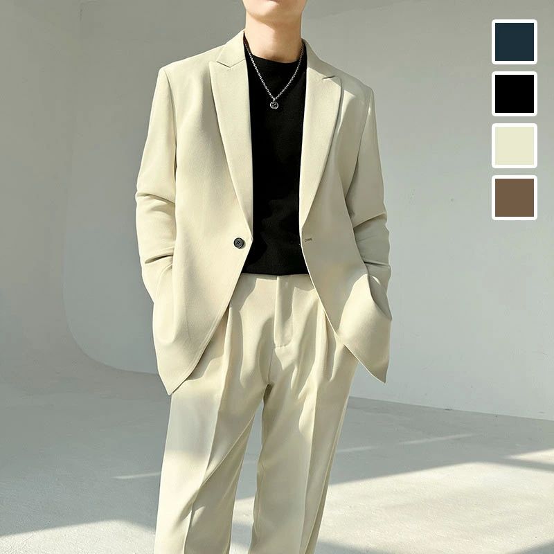 フォ 礼服 結婚式 通学 通勤 パーティー ベージュ グリーン 上下セット メンズ スーツ ゆったり カジュアルスーツ メンズスーツ