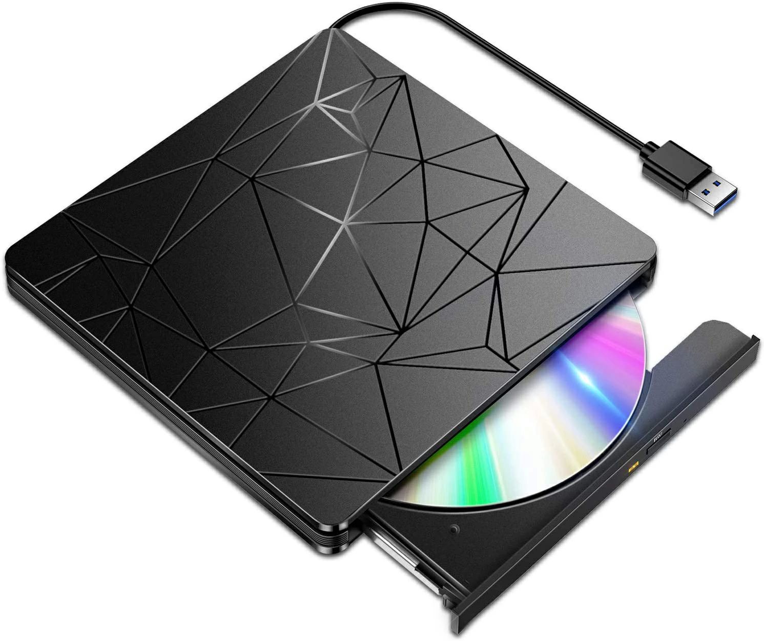 コンパクト スリム 軽量 高速 静音 CD/DVDドライブ CD/DVDプレイヤー ポータブルドライブ USB3.0 【進化バージョン 外付け