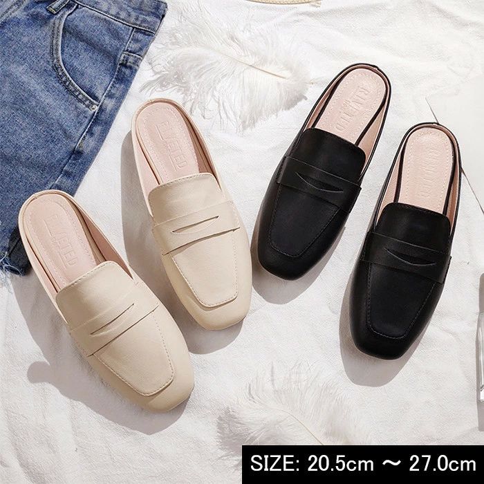 スクエア シンプル カジュアル ミュール パンプス ミュールサンダル サボサンダル コンフォートサンダル レディースサンダル