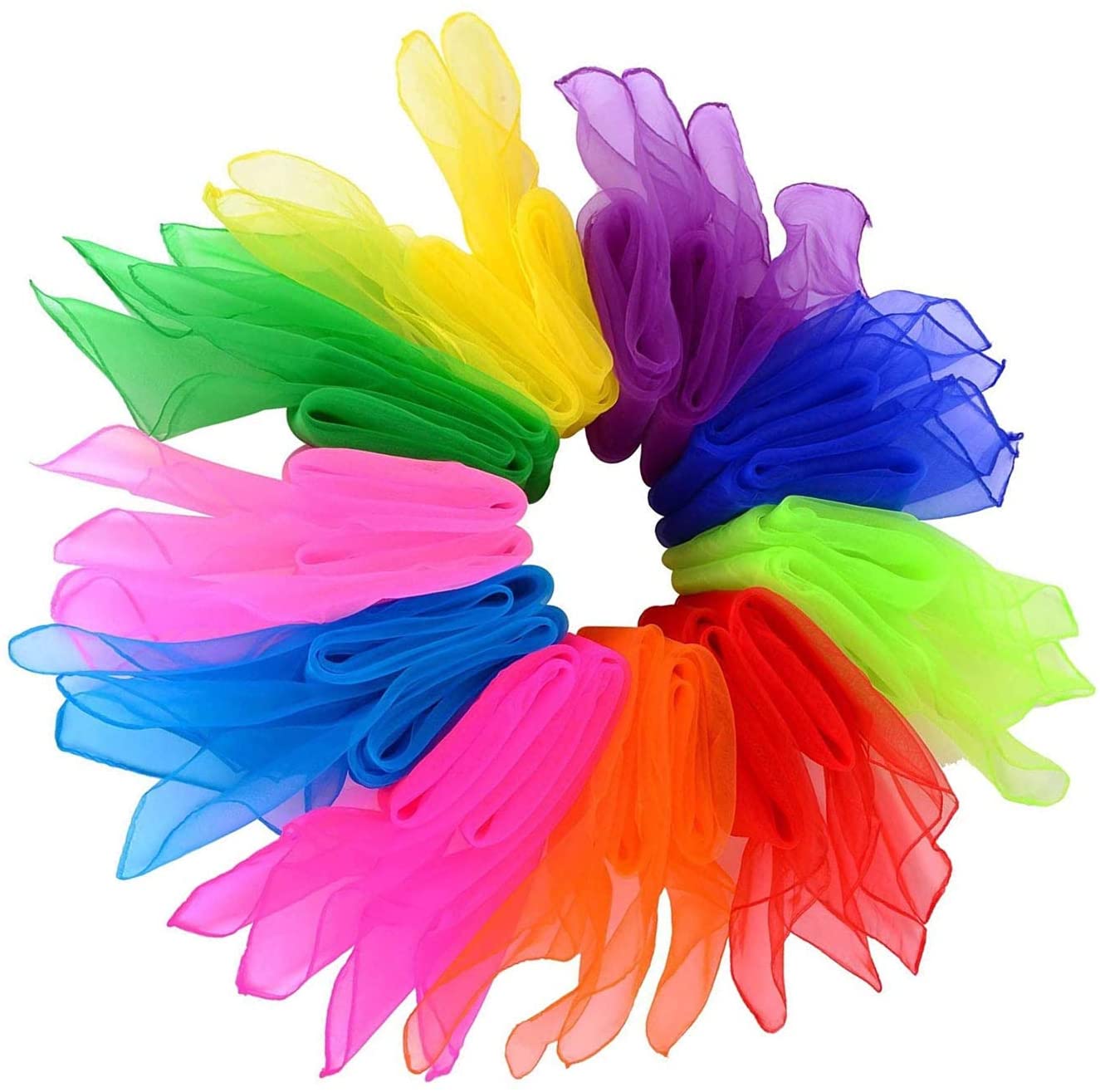 60*60cm などに 子ども運動用 お遊戯 音楽療法 スカーフ遊び 絹スカーフ ジャグリング スカーフ 30枚