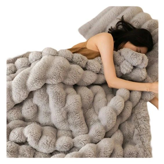 厚手毛布 暖かい ラビットファータッチ 両面 ブランケット ウォーム ラグジュアリー シングル 掛け毛布 ふわもこ もこもこ毛布