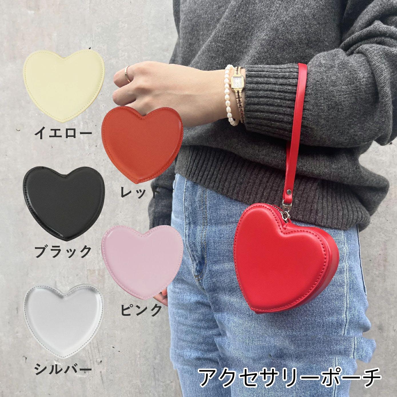 ポーチ アクセサリー かわいい バックチャーム 合皮 人工皮革 レザー 化粧ポーチ ミニバッグ ピンク 黒 赤 小物入れ バッグ