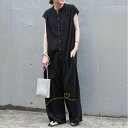 通気性 サロペット 裏地あり 脱ぎやすい 着こなし おしゃれ ツナギ服 つなぎ服 つなぎ ツナギ 半袖 黒 夏 カジュアル レディース