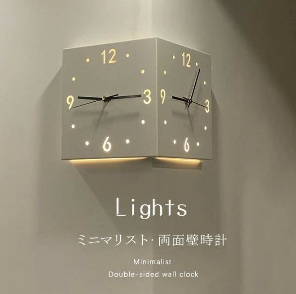 壁掛け 時計壁掛け時計 ダイニング リビング ナチュラル シンプル 北欧 コーナー時計 時計 壁掛け 静音 インテリア 両面壁時計
