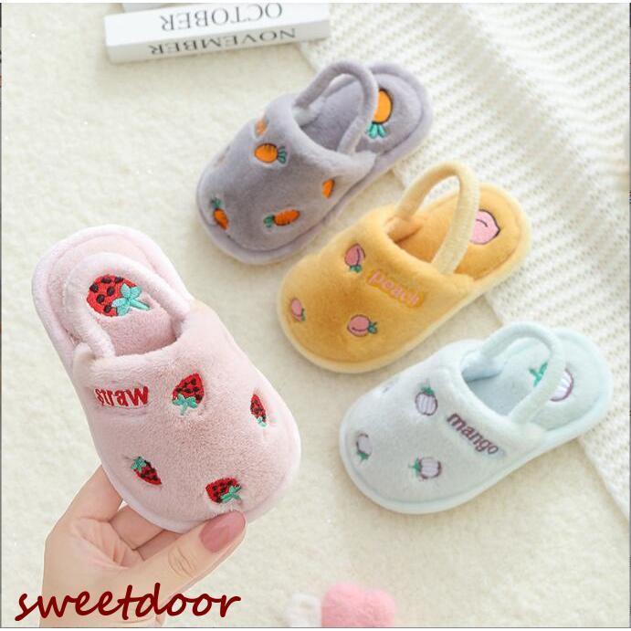 スリッパ 冬 子供 ルームシューズ 厚手 裏ボアスリッパ 防寒 キッズ 男児 冬スリッパ 女児 ムートンスリッパ フルーツ柄 滑り止め 室内靴 ジュニア