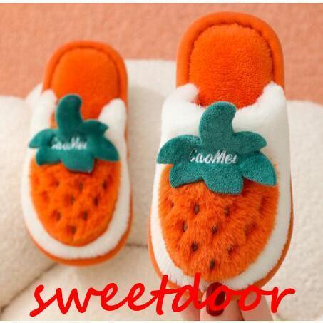 スリッパ 冬 子供用 室内用 来客用 ルームシューズ 親子 厚手 防寒 裏起毛 軽い 履きやすい シューズ かわいい イチゴ 滑り止め ウサギ おしゃれ レディース
