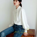 スーパーセール限定10%OFF! シフォンブラウス レディースシャツ パフスリーブ ボリューム袖 長袖 前開き 羽織り 40代 フォーマル 着痩せ 30代50代 ビジネス 黒ブラウス 白ブラウス ブルー