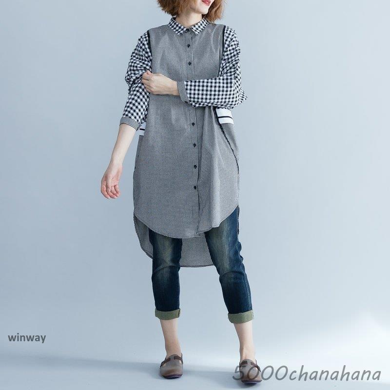 スーパーセール限定10％OFF! シャツワンピース チュニック ブラウス 春コーデ チェック柄 長袖 レディース 大きいサイズ きれいめ 秋ミモレ ロングシャツ 無地 チュニック シャツワンピ