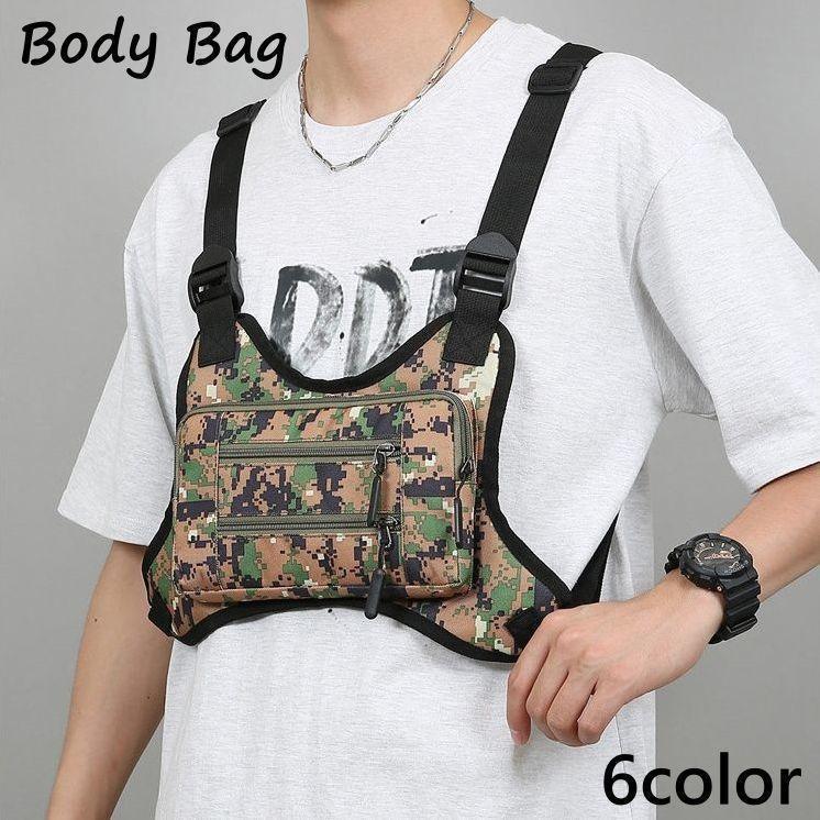 ボディバッグ チェストバッグ メンズ バッグ 鞄 ベスト型 ベストバッグ おしゃれ カジュアル シンプル アウトドア かっこいい