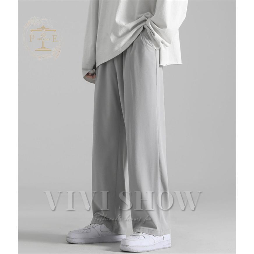 スラックス メンズ ワイドパンツ 長ズボン 冷感 凉しい 無地 ゆったり カジュアル ビジネスパンツ お兄系 夏