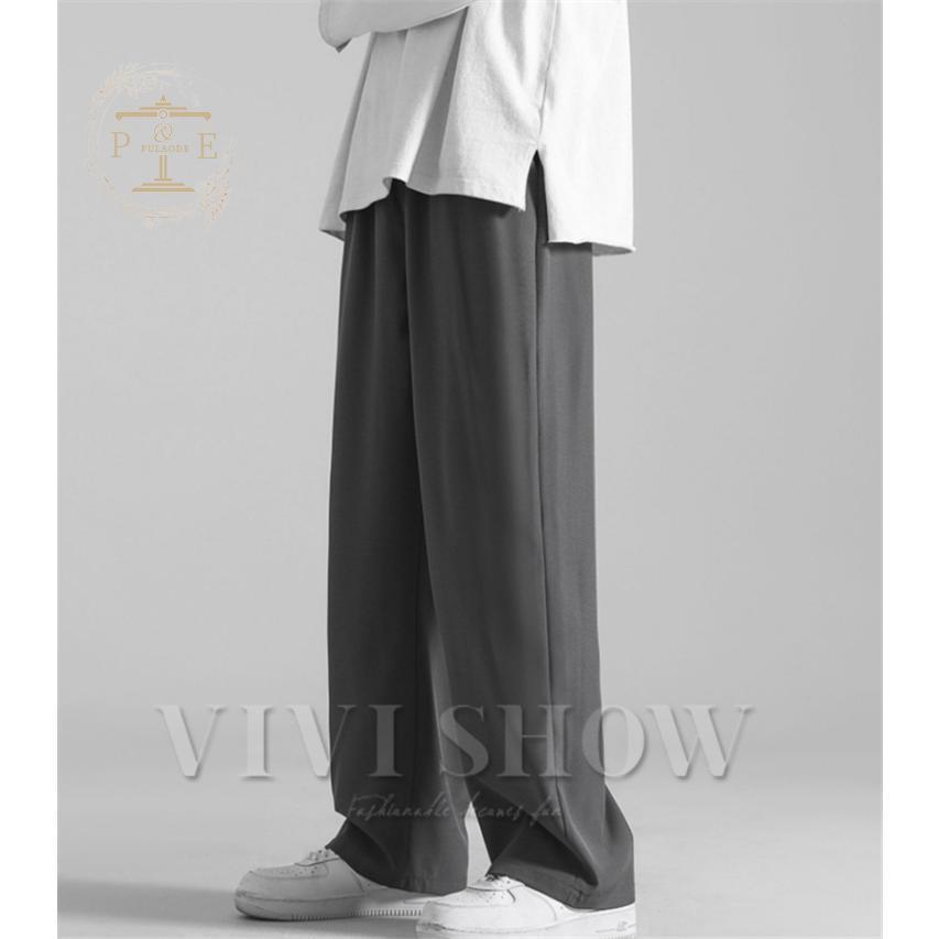 スラックス メンズ ワイドパンツ 長ズボン 冷感 凉しい 無地 ゆったり カジュアル ビジネスパンツ お兄系 夏