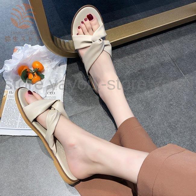 【期間限定10％OFF】サマーサンダル スリッパ レディース サンダル 可愛い フラットサンダル 夏シューズ リボン 姫系 美脚 おしゃれ 夏用サンダル 歩きやすい 室内 室外