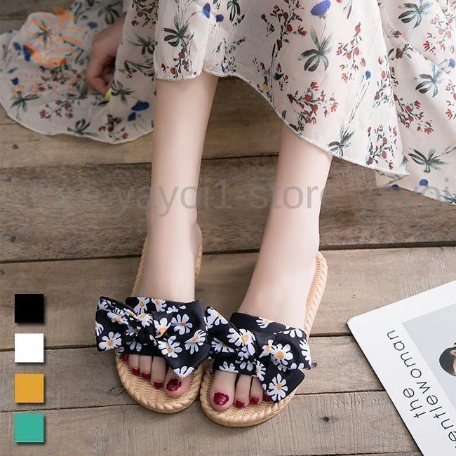 【期間限定10％OFF】サンダル レディース ビーサン スリッパ 夏サンダル 雛菊柄 サマーサンダル 花柄サ..