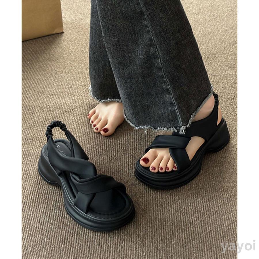 【期間限定10％OFF】厚底サンダル レディース クロスベルト