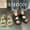 サンダル レディース 歩きやすい おしゃれ 黒 シンプル 夏 可愛い 厚底サンダル 楽ちん 夏サンダル 韓国 美足 履きやすい 厚底 靴 シューズ