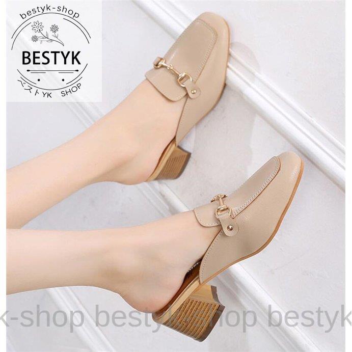 【期間限定10％OFF】パンプス レディース スクエアトゥ かかとなし 太ヒール サンダル サマーパンプス スリッパ オフィス 秋 春