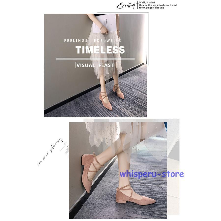 パンプスローヒールサンダル美脚パンプスポインテッドトゥアンクルストラップパンプスチャンキーヒールパンプスレディースシューズ通勤OLシューズ黒 3