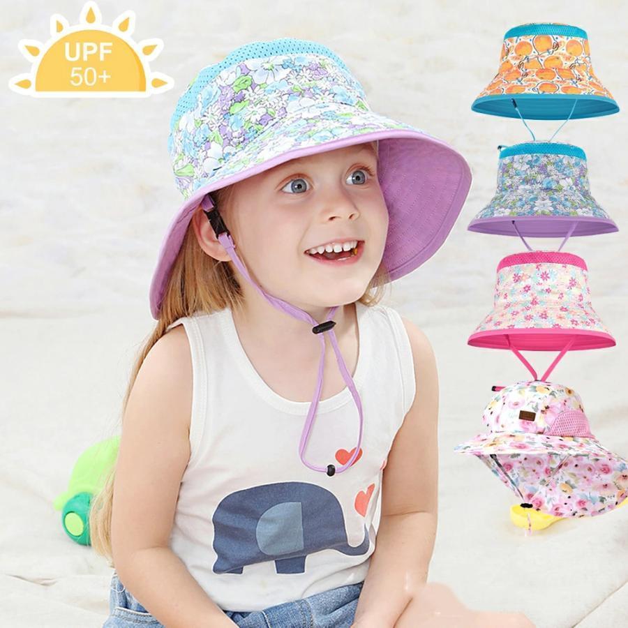 キッズ 帽子 女の子 UPF50 サンハット 日よけ キッズ帽子 ベビー帽子 春 夏 子供 キッズ UVカット つば..